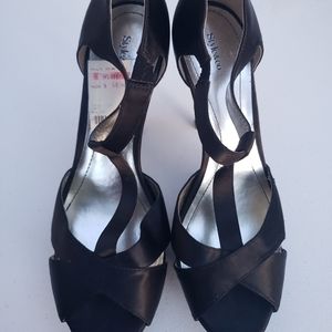 Style & Co Black Open Toe Bejeweled Heels Sz 10